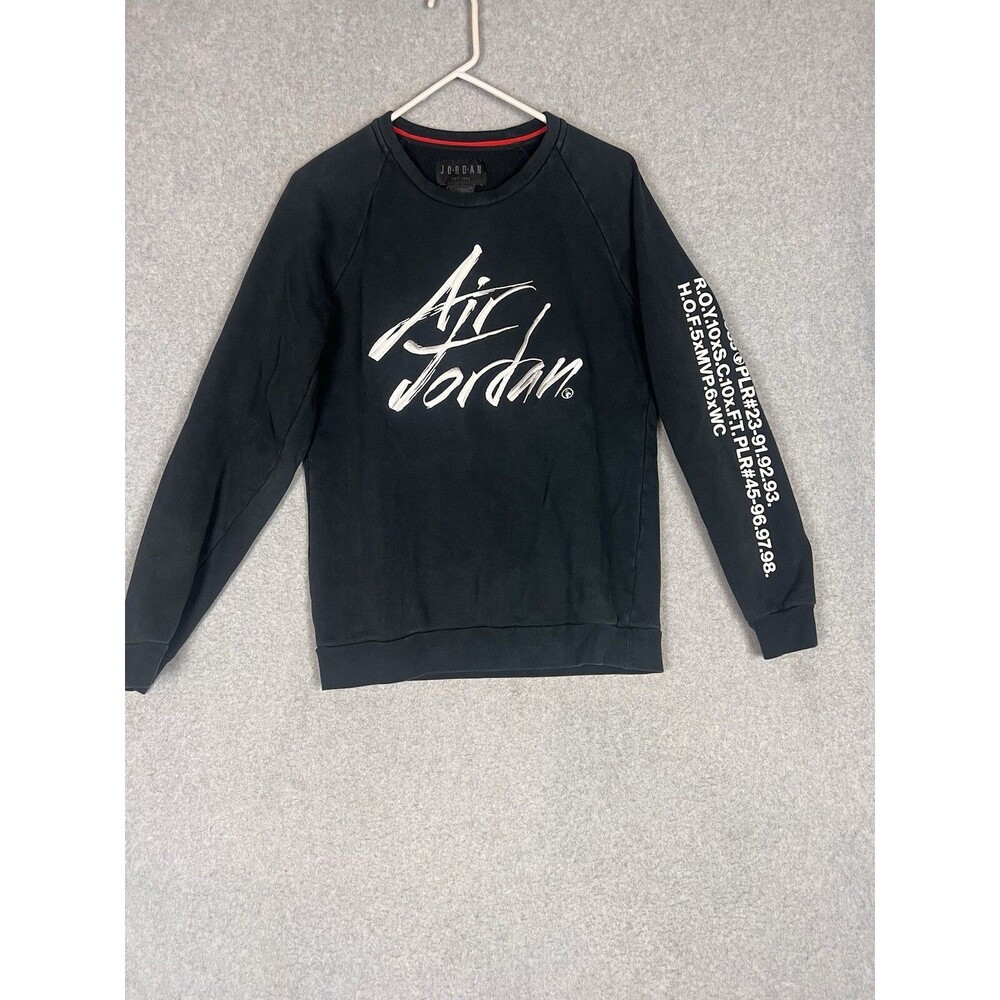 Nike Air Jordan Jumpman Mens Sweatshirt Small Black Graphic Embroidered